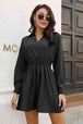  Smocked Waist Long Sleeve Mini Dress -BazaarBey - www.shopbazaarbey.com