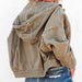 Hooded Dropped Shoulder Denim Jacket Bazaarbey