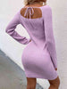 Tie Back Square Neck Long Sleeve Sweater Dress Bazaarbey