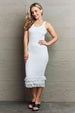 HIDDEN No Doubts Sleeveless Bodycon Ruffle Midi Dress -BazaarBey - www.shopbazaarbey.com