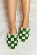 dy Checkered Print Plush Slide Slippers Trendsi