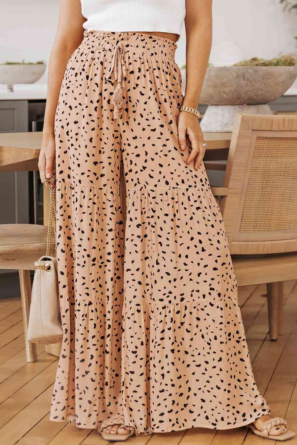 Printed Wide Tiered Pants Bazaarbey