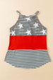 Star and Stripe Color Block Curved Hem Tank Bazaarbey