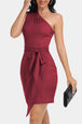 Tie Front One-Shoulder Sleeveless Dress -BazaarBey - www.shopbazaarbey.com