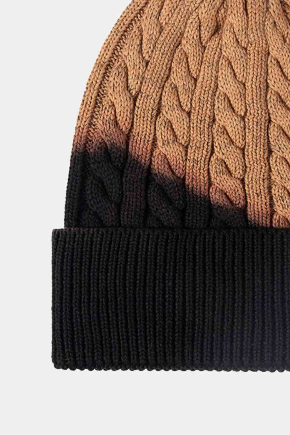 Contrast Tie-Dye Cable-Knit Cuffed Beanie Trendsi