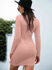 Tied Long Sleeve Mini Dress -BazaarBey - www.shopbazaarbey.com
