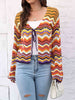 Striped  Tied Cardigan Trendsi