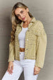 Frayed Trim Rivet Denim Jacket Bazaarbey