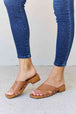  Step Into Summer Criss Cross Wooden Clog Mule in Brown Trendsi