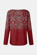 Printed Notched Long Sleeve T-Shirt Trendsi