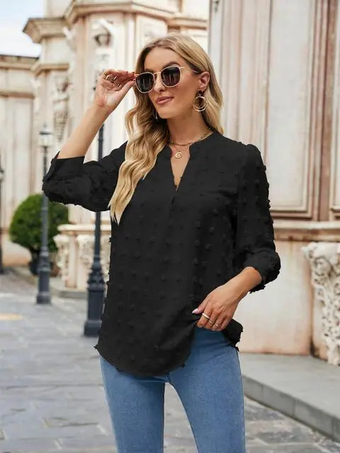  Notched Neck Blouse Bazaarbey