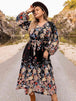 Plus Size V-Neck Long Sleeve Dress -BazaarBey - www.shopbazaarbey.com