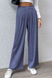 Pleated Detail Wide-Leg Pants with Pockets Bazaarbey