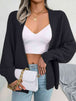 Rib-Knit Open Front Dolman Sleeve Cardigan Trendsi