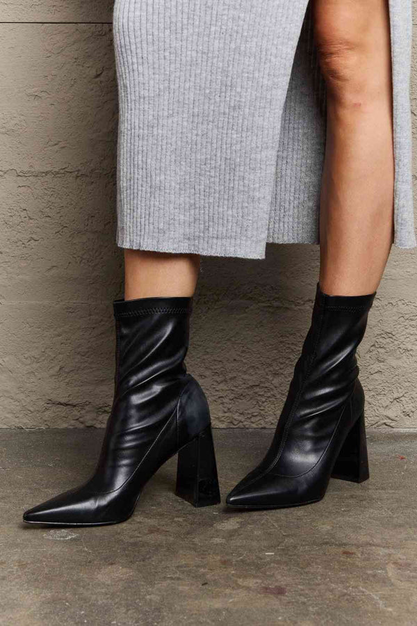  Stacy Block Heel Sock Boots Trendsi