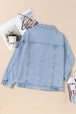 Pocketed Geometric Collared Neck Denim Jacket Bazaarbey