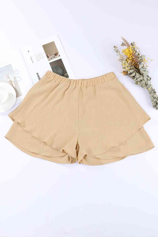 Layered Elastic Waist Shorts Trendsi