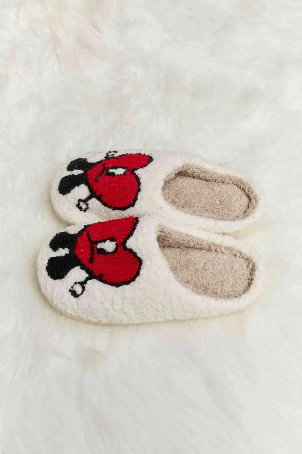 dy Love Heart Print Plush Slippers Trendsi