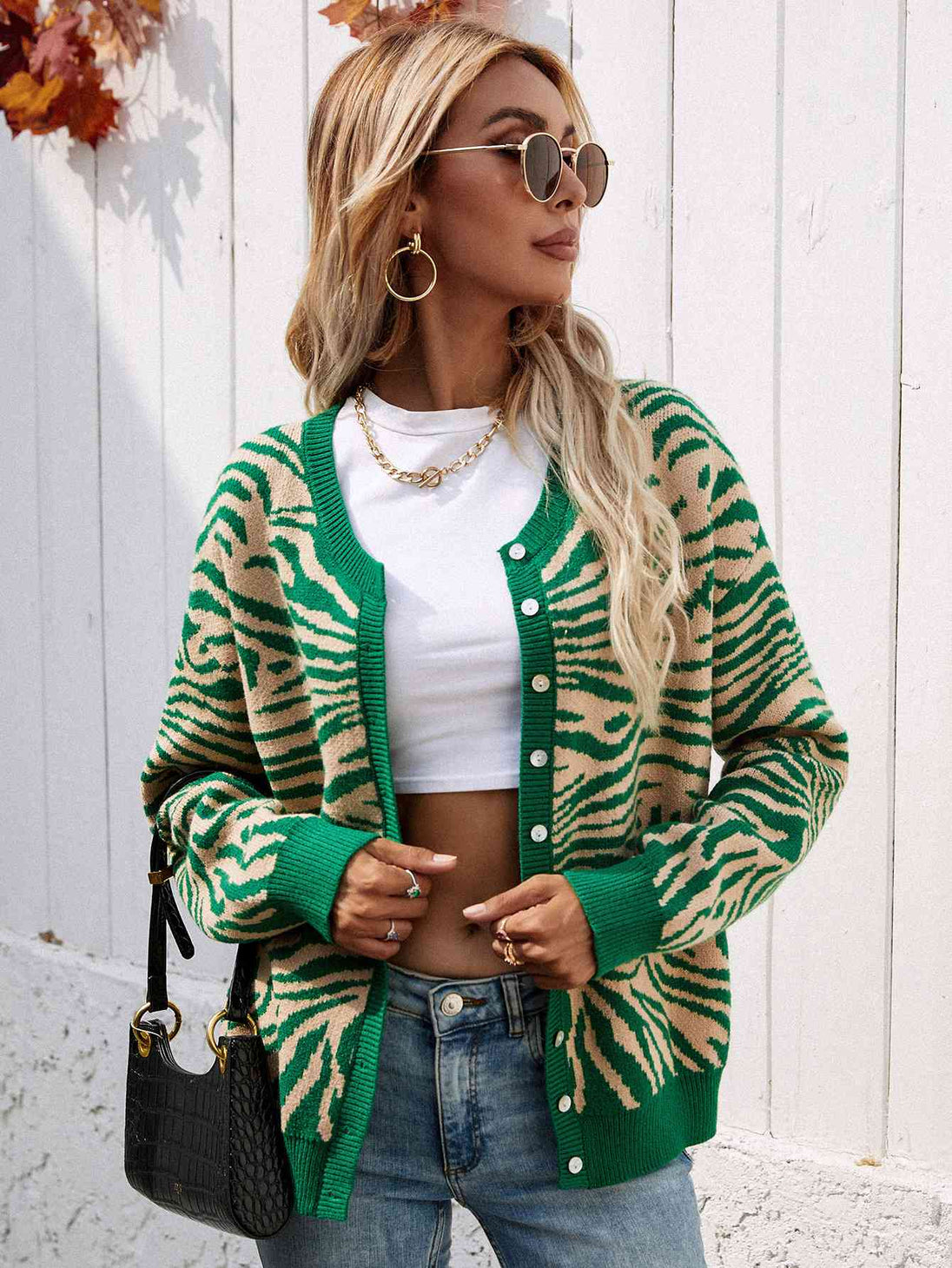 Woven Right Zebra Print Button Down Cardigan Trendsi