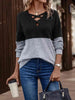 Two-Tone Crisscross Detail Sweatshirt Bazaarbey