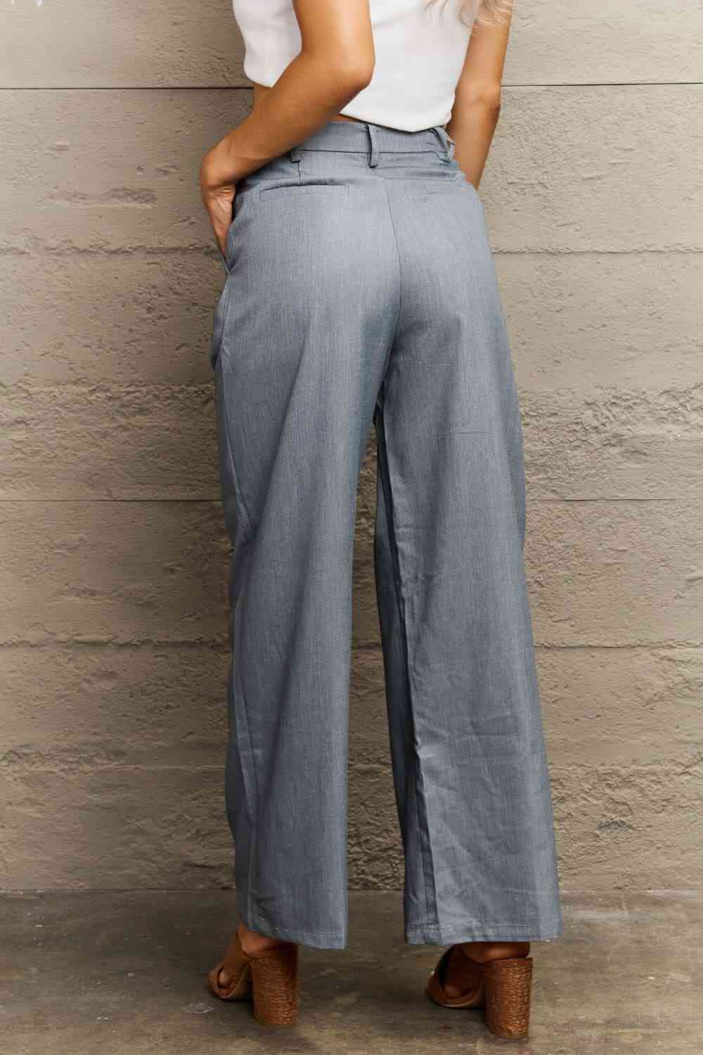 High Waist Straight Leg Pants Bazaarbey