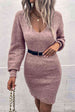 Ribbed Long Sleeve Sweater Dress Bazaarbey