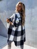 Plaid Collared Neck Longline Shirt Bazaarbey