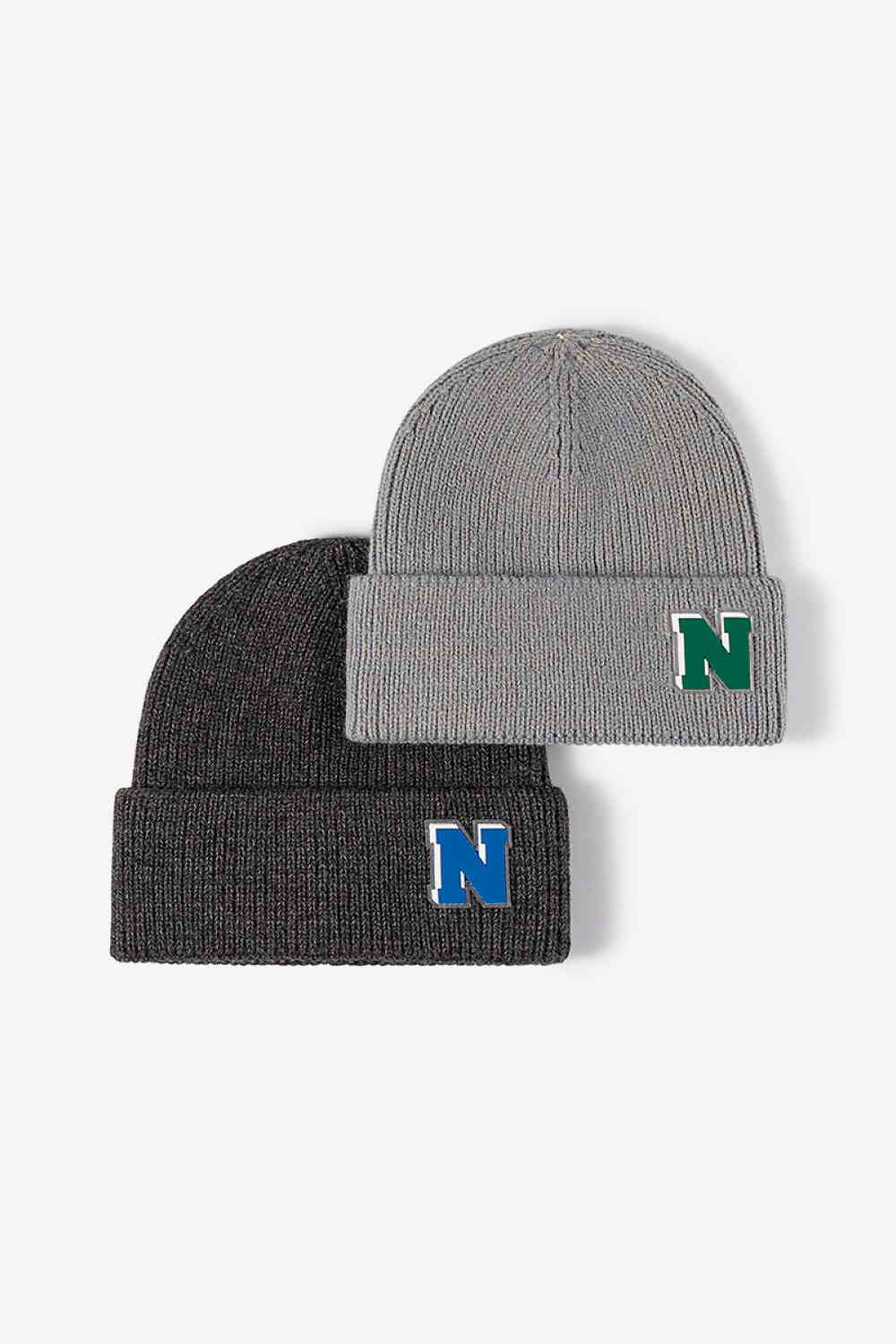 Letter N Patch Cuffed Knit Beanie Trendsi