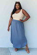  Comfort Princess Full Size High Waist Scoop Hem Maxi Skirt in Dusty Blue Trendsi