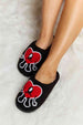 dy Love Heart Print Plush Slippers Trendsi