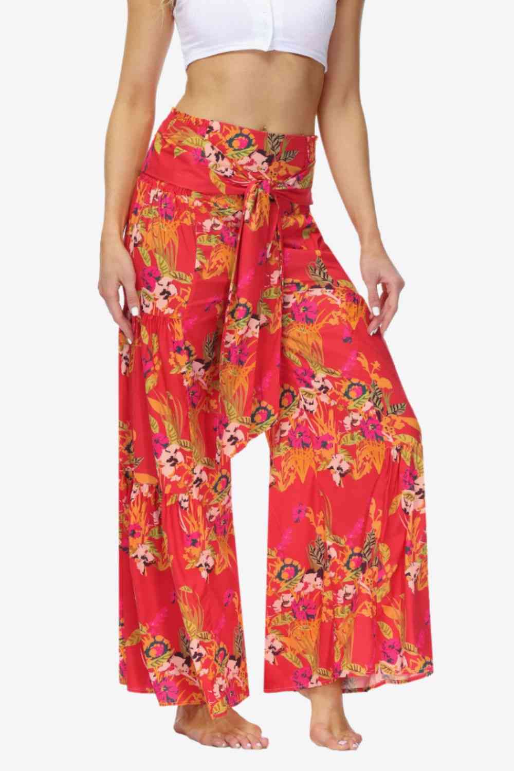 Floral Tie-Waist Tiered Culottes Bazaarbey