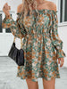 Floral Off-Shoulder Flounce Sleeve Dress -BazaarBey - www.shopbazaarbey.com