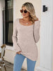 Square Neck Ribbed Long Sleeve T-Shirt Trendsi