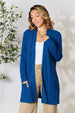   Ribbed Open Front Cardigan with Pockets Bazaarbey