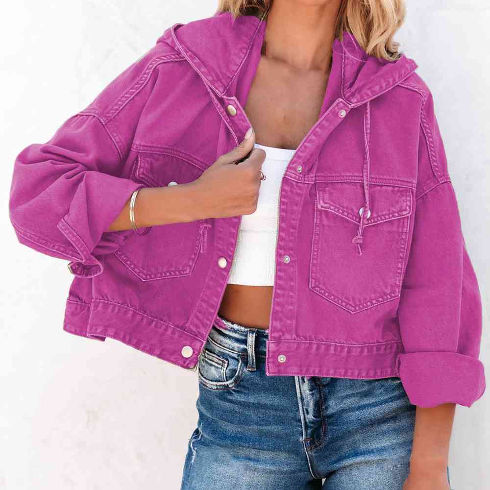 Hooded Dropped Shoulder Denim Jacket Bazaarbey