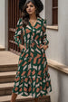 Printed Tied Pocketed Lantern Sleeve Dress Bazaarbey