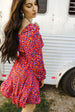Printed Smocked Flounce Sleeve Dress -BazaarBey - www.shopbazaarbey.com