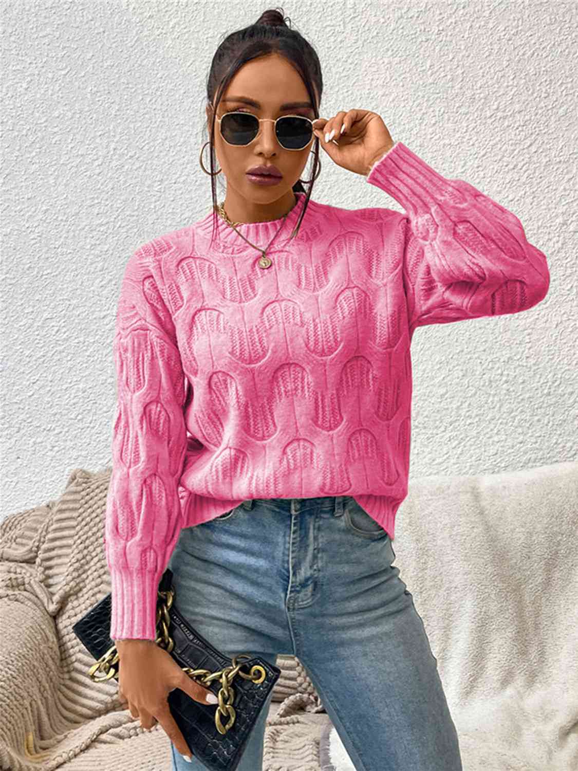 Round Neck Long Sleeve Sweater Bazaarbey