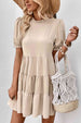 Puff Sleeve Tie Back Tiered Dress -BazaarBey - www.shopbazaarbey.com