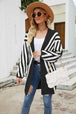 Woven Right Two-Tone  Fuzzy  Cardigan Trendsi