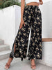 Floral Side Slit Wide Leg Pants Bazaarbey