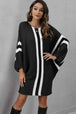 Ribbed Round Neck Long Sleeve Sweater Dress Bazaarbey