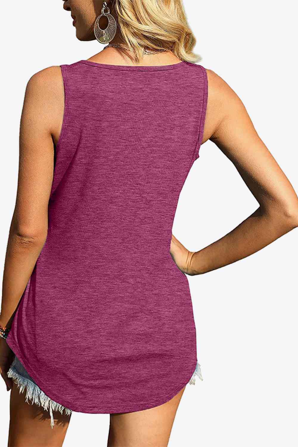 Curved Hem Square Neck Tank Bazaarbey