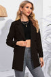 Lapel Neck Long Sleeve Blazer with Pockets Trendsi