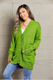  Ribbed Trim Dropped Shoulder Pocketed Cardigan Trendsi