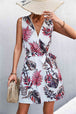 Printed Zip Detail Belted Sleeveless Dress -BazaarBey - www.shopbazaarbey.com