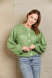 Woven Right Openwork Pompom Puff Sleeve Cardigan Trendsi