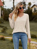 Ribbed V-Neck Long Sleeve Tee Trendsi