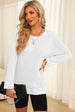 Waffle-Knit Round Neck Long Sleeve Sweatshirt Trendsi