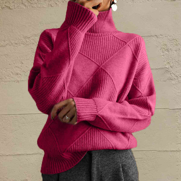 Geometric Turtleneck Long Sleeve Sweater Bazaarbey